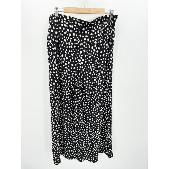 Umgee Black Cream Polka Dot High waisted Pants Size L Wide Leg NWT Teacher - Picture 2 of 10